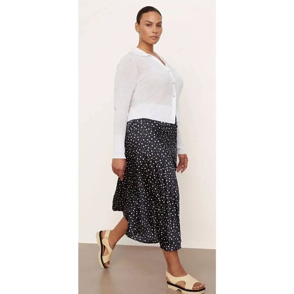 Vince Tossed Dot Draped Knot Skirt in Deep Marine NWT Size 2X - Picture 3 of 9